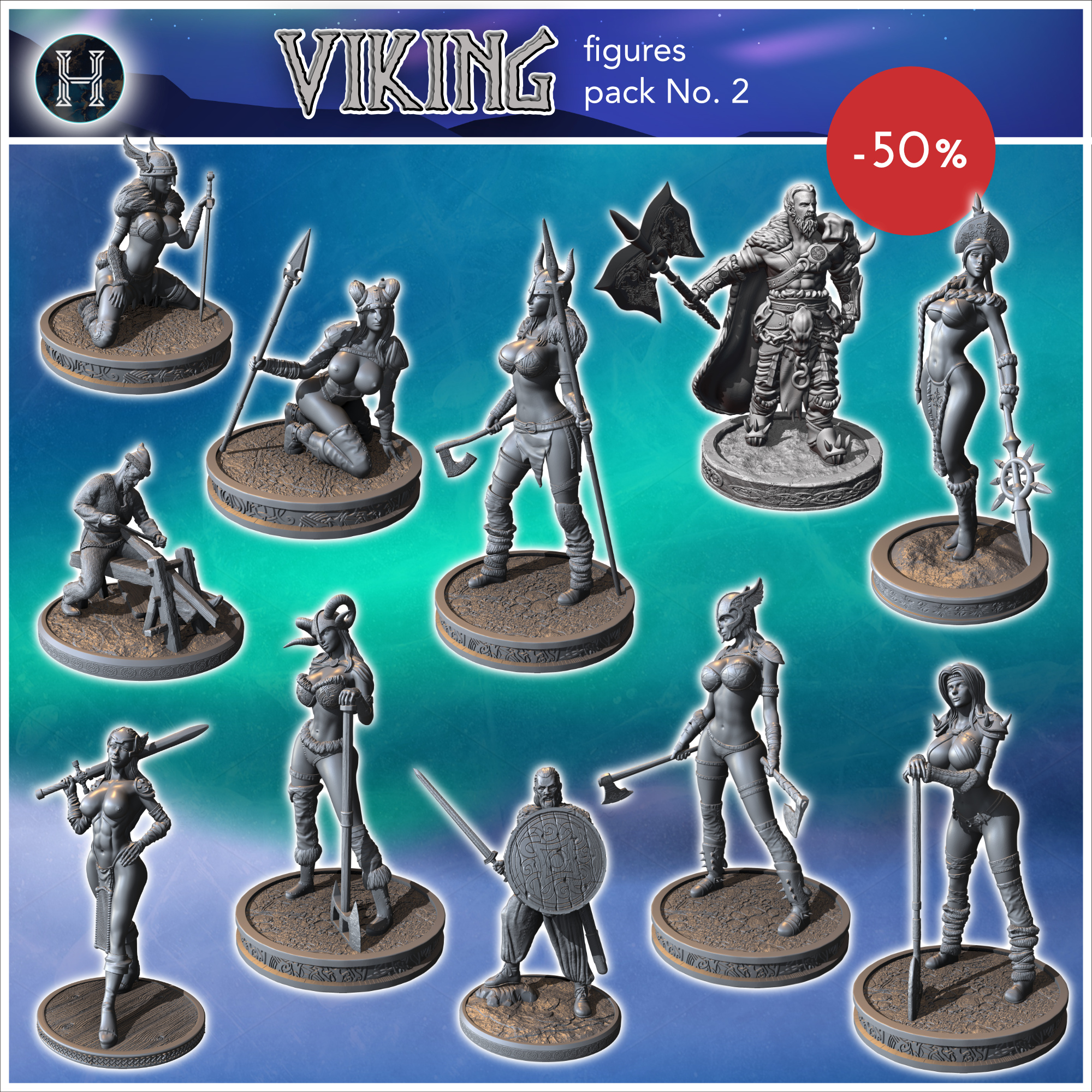 Viking figures pack No. 2 - North Northern Norse Nordic Saga 28mm 15mm Medieval Dark Age